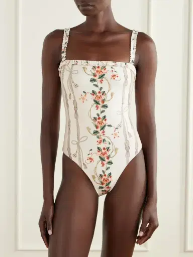 Agua by Agua Bendita Limón Navegante Floral-embroidered Recycled-blend Swimsuit | Thumbnail 2 Agua by Agua Bendita Limón Navegante Floral-embroidered Recycled-blend Swimsuit | Thumbnail 2