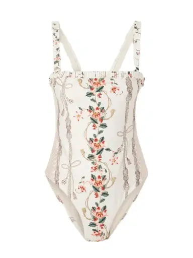 Agua by Agua Bendita Limón Navegante Floral-embroidered Recycled-blend Swimsuit | Thumbnail 1 Agua by Agua Bendita Limón Navegante Floral-embroidered Recycled-blend Swimsuit | Thumbnail 1