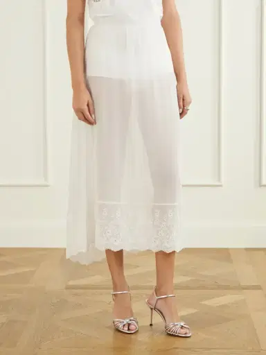 Magda Butrym Broderie Anglaise-trimmed Silk-crepe Midi-skirt | Thumbnail 3 Magda Butrym Broderie Anglaise-trimmed Silk-crepe Midi-skirt | Thumbnail 3