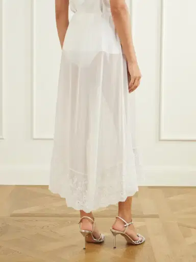 Magda Butrym Broderie Anglaise-trimmed Silk-crepe Midi-skirt | Thumbnail 4 Magda Butrym Broderie Anglaise-trimmed Silk-crepe Midi-skirt | Thumbnail 4
