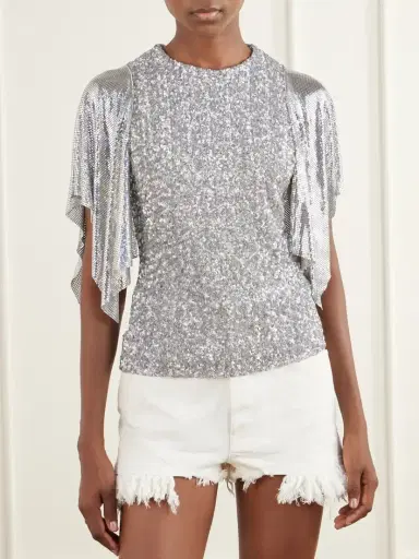 Rabanne Chainmail-trimmed Sequined Mesh Blouse | Thumbnail 3 Rabanne Chainmail-trimmed Sequined Mesh Blouse | Thumbnail 3