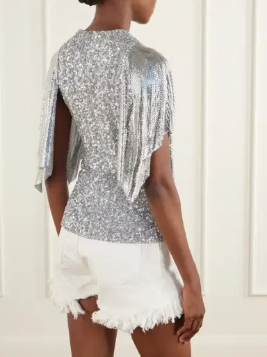 Rabanne Chainmail-trimmed Sequined Mesh Blouse | Thumbnail 4 Rabanne Chainmail-trimmed Sequined Mesh Blouse | Thumbnail 4