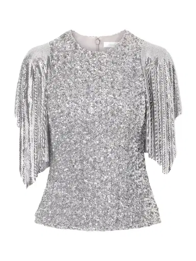Rabanne Chainmail-trimmed Sequined Mesh Blouse | Thumbnail 1 Rabanne Chainmail-trimmed Sequined Mesh Blouse | Thumbnail 1