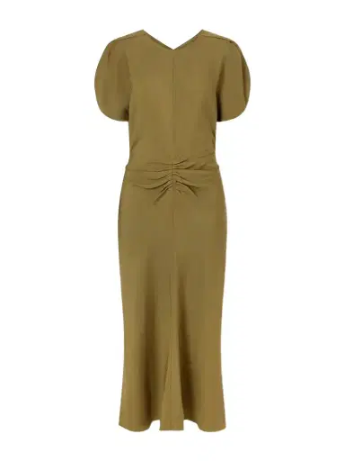 Victoria Beckham Bela Gathered Midi Dress | Thumbnail 1 Victoria Beckham Bela Gathered Midi Dress | Thumbnail 1