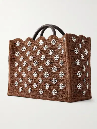 Rabanne Embellished Raffia Tote | Thumbnail 4 Rabanne Embellished Raffia Tote | Thumbnail 4