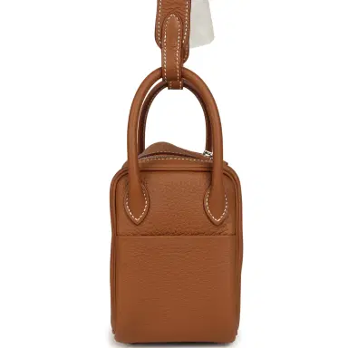HERMÈS Hermes Mini Lindy II Gold Clemence Palladium Hardware | Thumbnail 3 HERMÈS Hermes Mini Lindy II Gold Clemence Palladium Hardware | Thumbnail 3