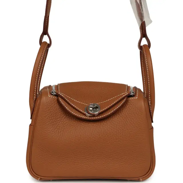 Hermes Mini Lindy II Gold Clemence Palladium Hardware Hermes Mini Lindy II Gold Clemence Palladium Hardware