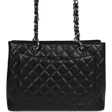 Chanel Pre-owned Chanel Grand Shopping Tote Black Caviar Silver Hardware | Thumbnail 4 Chanel Pre-owned Chanel Grand Shopping Tote Black Caviar Silver Hardware | Thumbnail 4