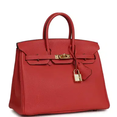 HERMÈS Pre-owned Hermes Birkin 25 Rouge Pivone Togo Gold Hardware | Thumbnail 2 HERMÈS Pre-owned Hermes Birkin 25 Rouge Pivone Togo Gold Hardware | Thumbnail 2
