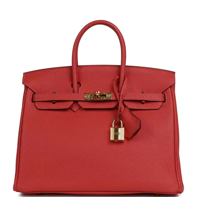 Pre-owned Hermes Birkin 25 Rouge Pivone Togo Gold Hardware Pre-owned Hermes Birkin 25 Rouge Pivone Togo Gold Hardware