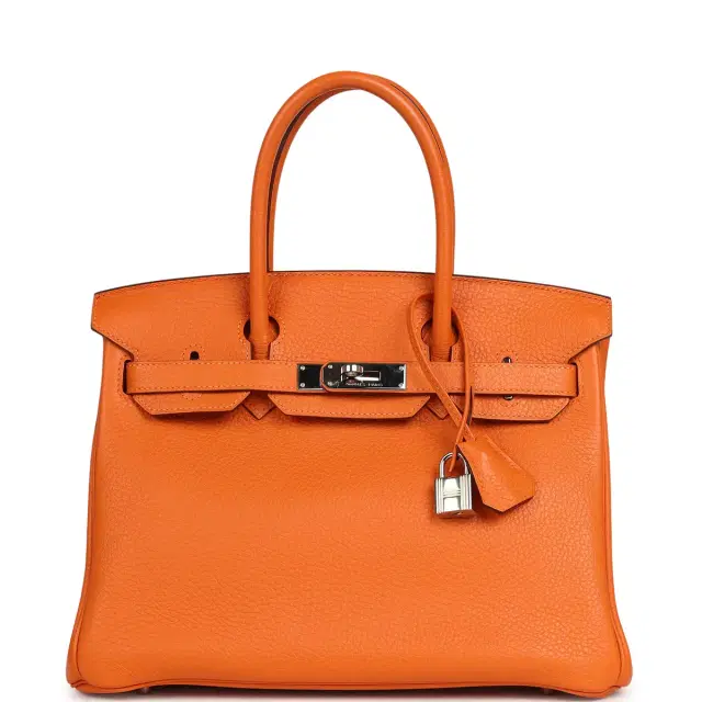 Pre-owned Hermes Birkin 30 Orange Clemence Palladium Hardware Pre-owned Hermes Birkin 30 Orange Clemence Palladium Hardware