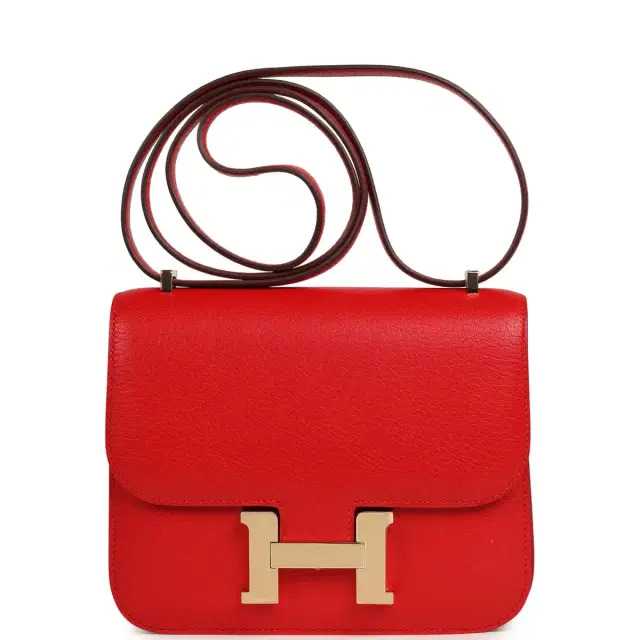 Pre-owned Hermes Constance 18 Rouge De Couer Chevre Mysore Permabrass Hardware Pre-owned Hermes Constance 18 Rouge De Couer Chevre Mysore Permabrass Hardware