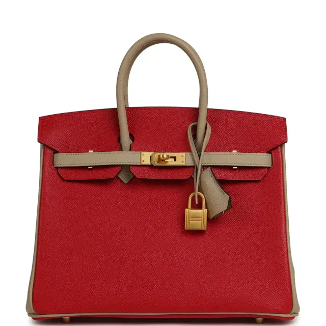 Pre-owned Hermes Special Order (HSS) Birkin 25 Rouge Casaque, Trench Epsom Gold Hardware Pre-owned Hermes Special Order (HSS) Birkin 25 Rouge Casaque, Trench Epsom Gold Hardware