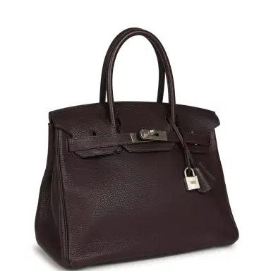 HERMÈS Pre-owned Hermes Special Order (HSS) Birkin 30 Raisin, Bleu Indigo Togo Brushed Palladium Hardware | Thumbnail 2 HERMÈS Pre-owned Hermes Special Order (HSS) Birkin 30 Raisin, Bleu Indigo Togo Brushed Palladium Hardware | Thumbnail 2
