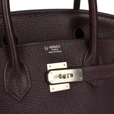 HERMÈS Pre-owned Hermes Special Order (HSS) Birkin 30 Raisin, Bleu Indigo Togo Brushed Palladium Hardware | Thumbnail 7 HERMÈS Pre-owned Hermes Special Order (HSS) Birkin 30 Raisin, Bleu Indigo Togo Brushed Palladium Hardware | Thumbnail 7