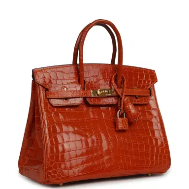 HERMÈS Vintage Hermes Birkin 25 Pain D'Epice Shiny Niloticus Crocodile Gold Hardware | Thumbnail 2 HERMÈS Vintage Hermes Birkin 25 Pain D'Epice Shiny Niloticus Crocodile Gold Hardware | Thumbnail 2