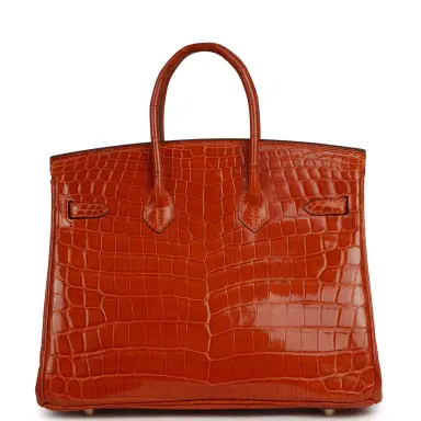 HERMÈS Vintage Hermes Birkin 25 Pain D'Epice Shiny Niloticus Crocodile Gold Hardware | Thumbnail 3 HERMÈS Vintage Hermes Birkin 25 Pain D'Epice Shiny Niloticus Crocodile Gold Hardware | Thumbnail 3