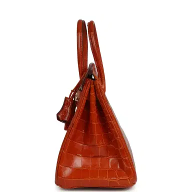 HERMÈS Vintage Hermes Birkin 25 Pain D'Epice Shiny Niloticus Crocodile Gold Hardware | Thumbnail 4 HERMÈS Vintage Hermes Birkin 25 Pain D'Epice Shiny Niloticus Crocodile Gold Hardware | Thumbnail 4