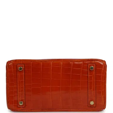HERMÈS Vintage Hermes Birkin 25 Pain D'Epice Shiny Niloticus Crocodile Gold Hardware | Thumbnail 6 HERMÈS Vintage Hermes Birkin 25 Pain D'Epice Shiny Niloticus Crocodile Gold Hardware | Thumbnail 6