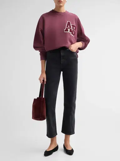 Anine Bing Women's Miles Letterman Logo Sweatshirt - Burgundy - Size XS | Thumbnail 2 Anine Bing Women's Miles Letterman Logo Sweatshirt - Burgundy - Size XS | Thumbnail 2