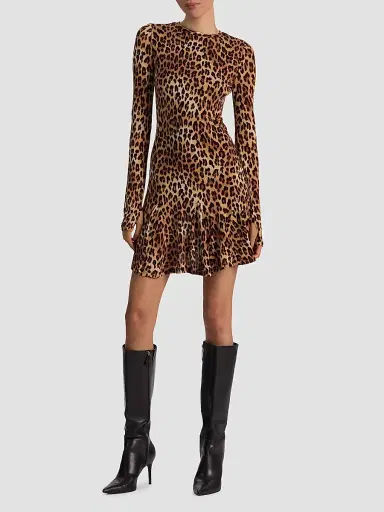 Alice + Olivia Women's Wendy Leopard Godet Mini Dress - Spotted Leopard | Thumbnail 2 Alice + Olivia Women's Wendy Leopard Godet Mini Dress - Spotted Leopard | Thumbnail 2