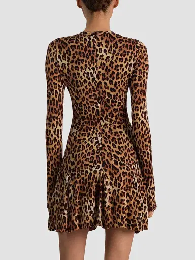 Alice + Olivia Women's Wendy Leopard Godet Mini Dress - Spotted Leopard | Thumbnail 3 Alice + Olivia Women's Wendy Leopard Godet Mini Dress - Spotted Leopard | Thumbnail 3