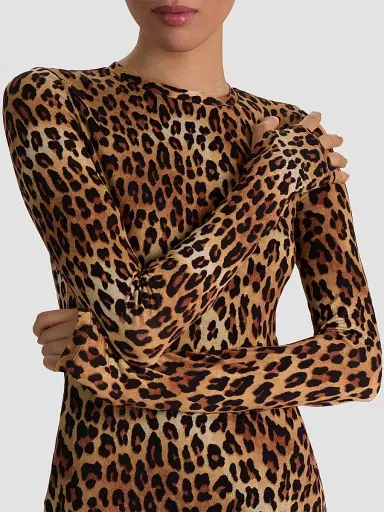 Alice + Olivia Women's Wendy Leopard Godet Mini Dress - Spotted Leopard | Thumbnail 5 Alice + Olivia Women's Wendy Leopard Godet Mini Dress - Spotted Leopard | Thumbnail 5