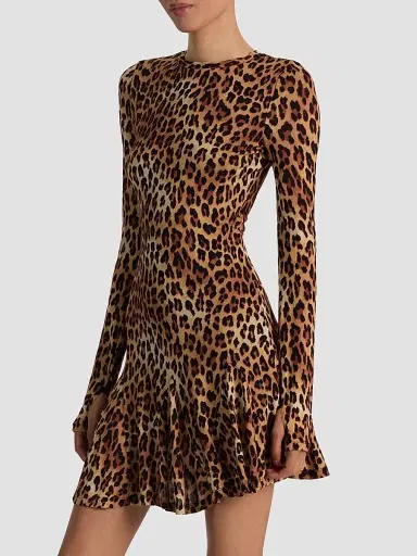 Alice + Olivia Women's Wendy Leopard Godet Mini Dress - Spotted Leopard | Thumbnail 6 Alice + Olivia Women's Wendy Leopard Godet Mini Dress - Spotted Leopard | Thumbnail 6
