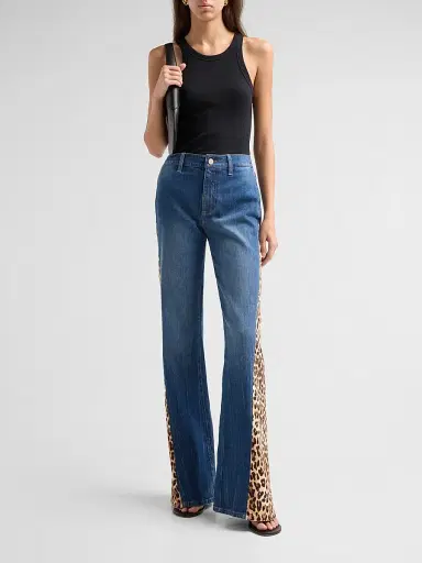 Alice + Olivia Women's Leopard Godet Wide-Leg Flare Jeans - Georgetta Vintage Blue | Thumbnail 2 Alice + Olivia Women's Leopard Godet Wide-Leg Flare Jeans - Georgetta Vintage Blue | Thumbnail 2