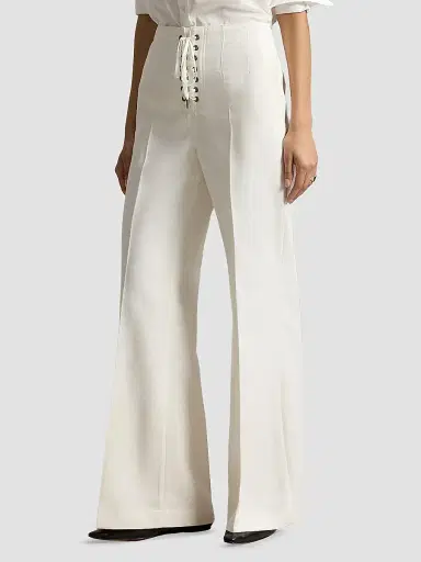 Polo Ralph Lauren Women's Beaton Cotton-Wool Lace-Up Pants - Cream | Thumbnail 4 Polo Ralph Lauren Women's Beaton Cotton-Wool Lace-Up Pants - Cream | Thumbnail 4