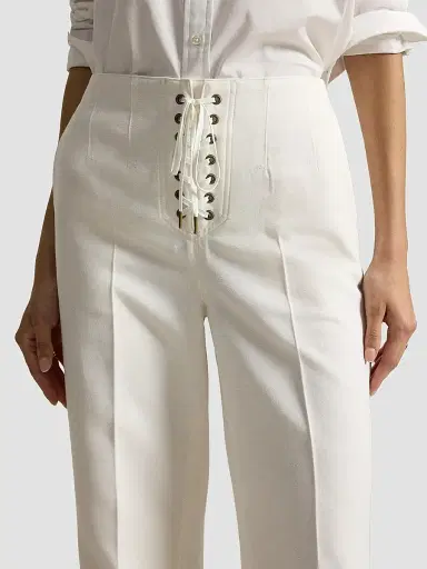Polo Ralph Lauren Women's Beaton Cotton-Wool Lace-Up Pants - Cream | Thumbnail 5 Polo Ralph Lauren Women's Beaton Cotton-Wool Lace-Up Pants - Cream | Thumbnail 5
