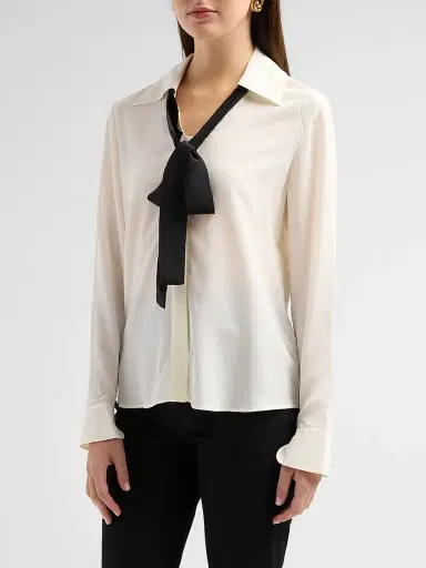 Frame Women's Contrast Tie Silk Shirt | Thumbnail 4 Frame Women's Contrast Tie Silk Shirt | Thumbnail 4