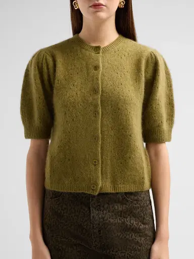 Frame Women's The Bow Cotton-Blend Crop Cardigan | Thumbnail 5 Frame Women's The Bow Cotton-Blend Crop Cardigan | Thumbnail 5