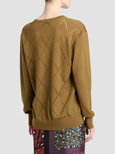 Dries Van Noten Women's Tuomas Bis Diamond-Stitch Merino Wool Sweater | Thumbnail 3 Dries Van Noten Women's Tuomas Bis Diamond-Stitch Merino Wool Sweater | Thumbnail 3
