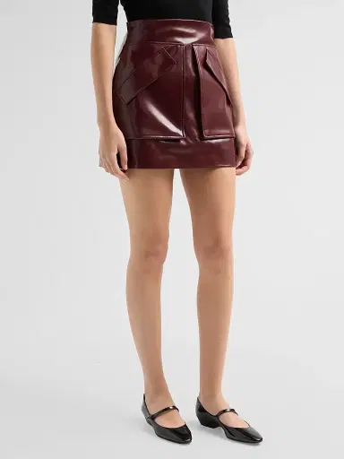 Aknvas Women's Cherry Faux Leather Mini Skirt - Burgundy | Thumbnail 4 Aknvas Women's Cherry Faux Leather Mini Skirt - Burgundy | Thumbnail 4