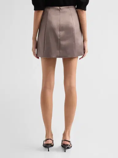 Aknvas Women's Liva Satin Flower Mini Skirt - Steel Grey | Thumbnail 3 Aknvas Women's Liva Satin Flower Mini Skirt - Steel Grey | Thumbnail 3