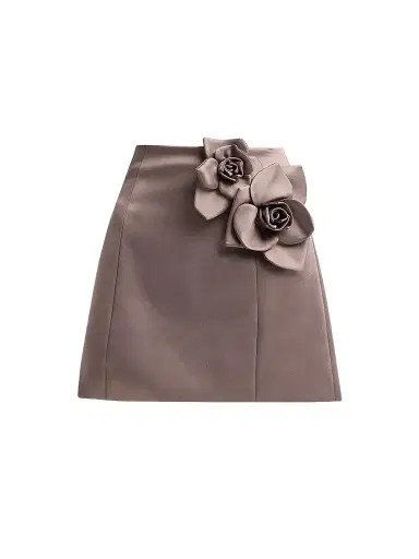Aknvas Women's Liva Satin Flower Mini Skirt - Steel Grey | Thumbnail 1 Aknvas Women's Liva Satin Flower Mini Skirt - Steel Grey | Thumbnail 1