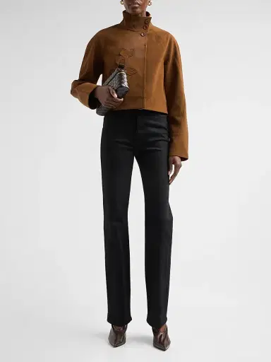 Amur Women's Kaia Embroidered Faux-Suede Crop Jacket | Thumbnail 2 Amur Women's Kaia Embroidered Faux-Suede Crop Jacket | Thumbnail 2