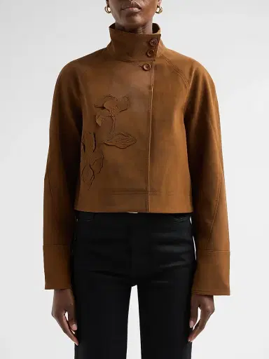 Amur Women's Kaia Embroidered Faux-Suede Crop Jacket | Thumbnail 5 Amur Women's Kaia Embroidered Faux-Suede Crop Jacket | Thumbnail 5