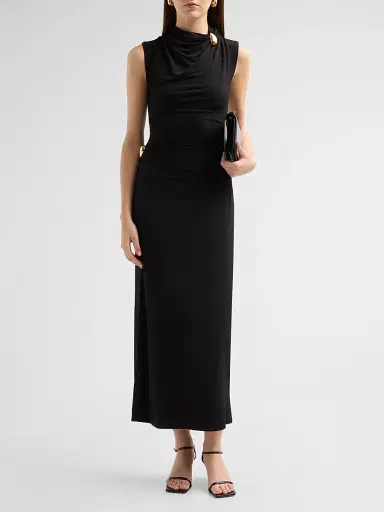 Altuzarra Women's Betsy Draped Midi Dress - Black | Thumbnail 2 Altuzarra Women's Betsy Draped Midi Dress - Black | Thumbnail 2