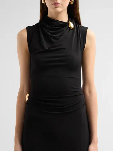 Altuzarra Women's Betsy Draped Midi Dress - Black | Thumbnail 5 Altuzarra Women's Betsy Draped Midi Dress - Black | Thumbnail 5