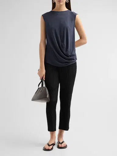 Issey Miyake Women's Jersey Draped Top - Dark Navy | Thumbnail 2 Issey Miyake Women's Jersey Draped Top - Dark Navy | Thumbnail 2