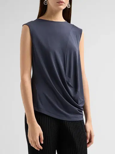 Issey Miyake Women's Jersey Draped Top - Dark Navy | Thumbnail 4 Issey Miyake Women's Jersey Draped Top - Dark Navy | Thumbnail 4