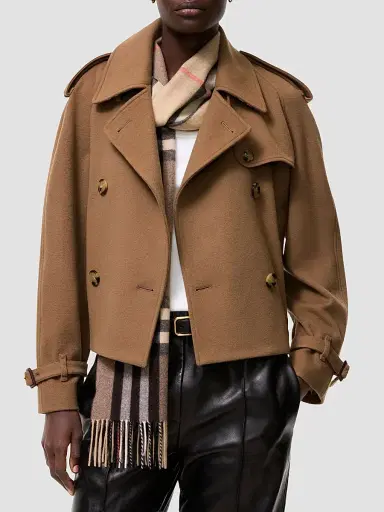 Burberry Women's Mayfair Cashmere Crop Trench Jacket - Camel | Thumbnail 2 Burberry Women's Mayfair Cashmere Crop Trench Jacket - Camel | Thumbnail 2