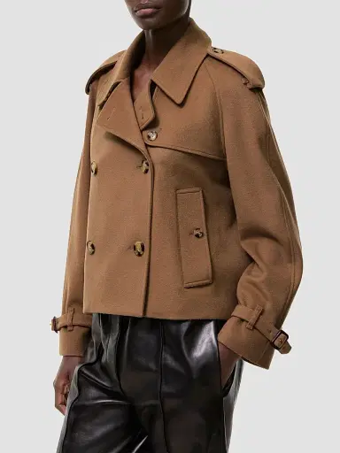 Burberry Women's Mayfair Cashmere Crop Trench Jacket - Camel | Thumbnail 4 Burberry Women's Mayfair Cashmere Crop Trench Jacket - Camel | Thumbnail 4