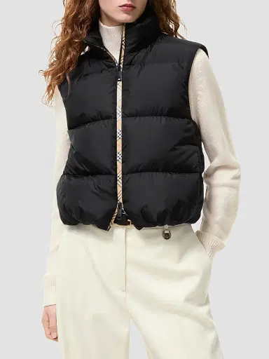 Burberry Women's Langdale Hooded Convertible Puffer Jacket - Black | Thumbnail 2 Burberry Women's Langdale Hooded Convertible Puffer Jacket - Black | Thumbnail 2