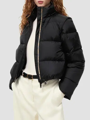 Burberry Women's Langdale Hooded Convertible Puffer Jacket - Black | Thumbnail 4 Burberry Women's Langdale Hooded Convertible Puffer Jacket - Black | Thumbnail 4