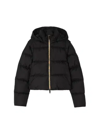 Burberry Women's Langdale Hooded Convertible Puffer Jacket - Black | Thumbnail 1 Burberry Women's Langdale Hooded Convertible Puffer Jacket - Black | Thumbnail 1