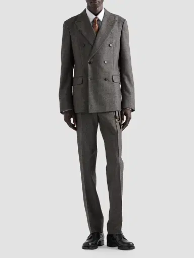Prada Men's Double-Breasted Wool Suit - Grey | Thumbnail 2 Prada Men's Double-Breasted Wool Suit - Grey | Thumbnail 2