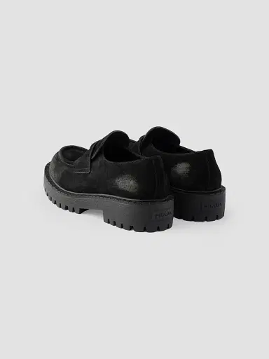 Prada Men's Aged Suede Loafers - Black | Thumbnail 3 Prada Men's Aged Suede Loafers - Black | Thumbnail 3
